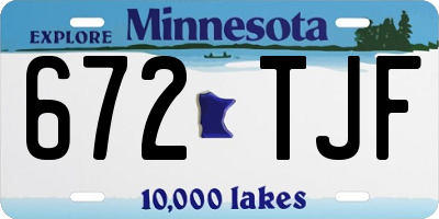MN license plate 672TJF