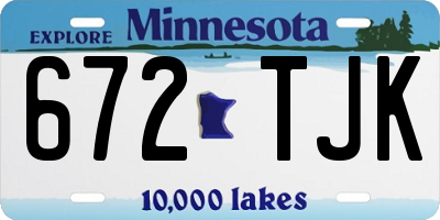MN license plate 672TJK