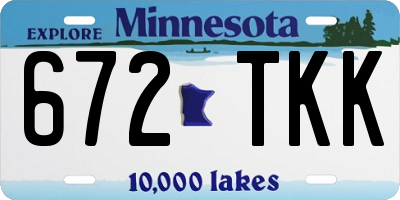 MN license plate 672TKK