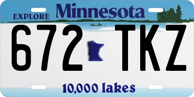 MN license plate 672TKZ