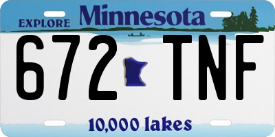 MN license plate 672TNF
