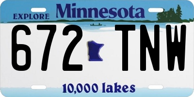 MN license plate 672TNW