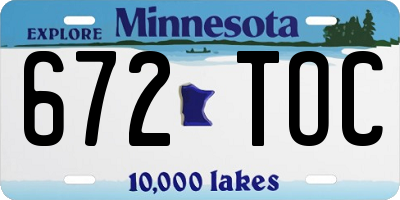 MN license plate 672TOC