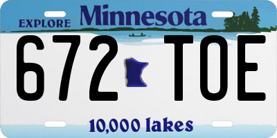MN license plate 672TOE