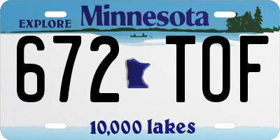 MN license plate 672TOF