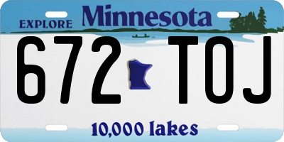 MN license plate 672TOJ