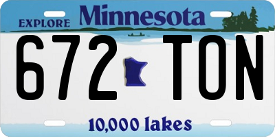 MN license plate 672TON