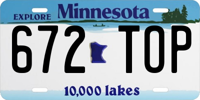 MN license plate 672TOP