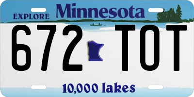 MN license plate 672TOT