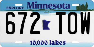 MN license plate 672TOW
