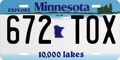MN license plate 672TOX