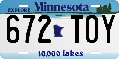 MN license plate 672TOY