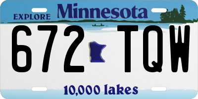 MN license plate 672TQW