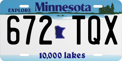 MN license plate 672TQX