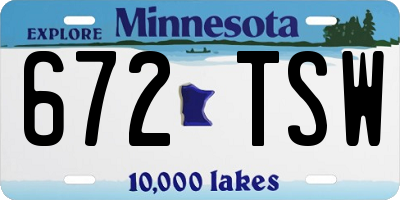 MN license plate 672TSW