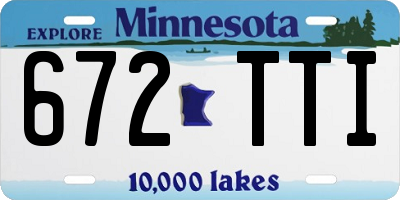 MN license plate 672TTI