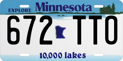 MN license plate 672TTO