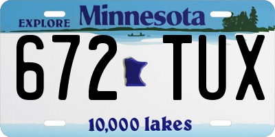 MN license plate 672TUX