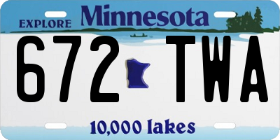 MN license plate 672TWA