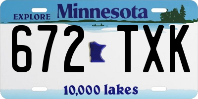 MN license plate 672TXK