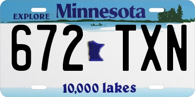 MN license plate 672TXN
