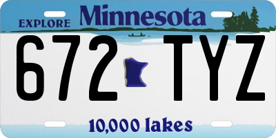 MN license plate 672TYZ