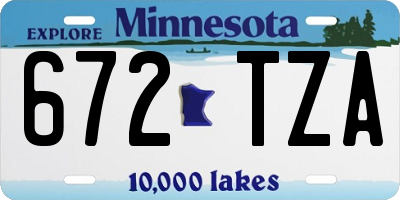 MN license plate 672TZA