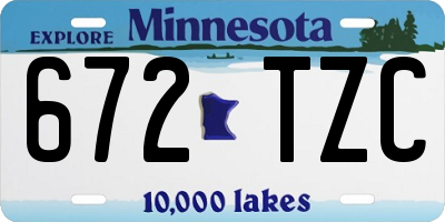 MN license plate 672TZC