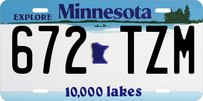 MN license plate 672TZM