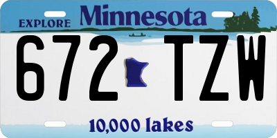 MN license plate 672TZW