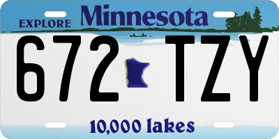 MN license plate 672TZY