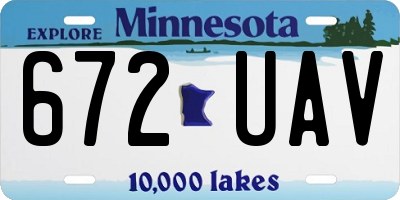 MN license plate 672UAV