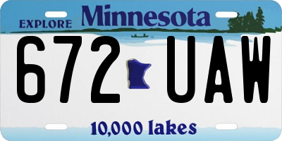 MN license plate 672UAW