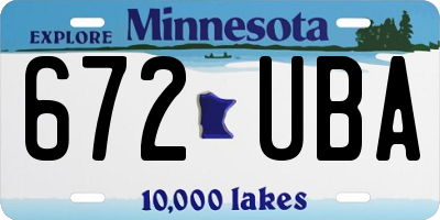 MN license plate 672UBA