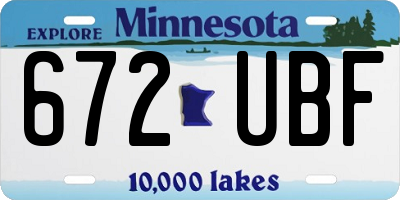 MN license plate 672UBF