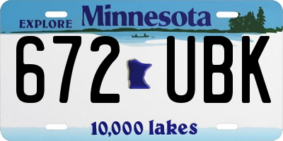 MN license plate 672UBK