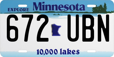 MN license plate 672UBN