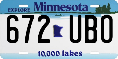 MN license plate 672UBO