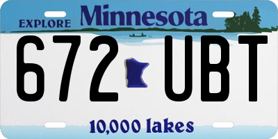 MN license plate 672UBT