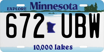 MN license plate 672UBW