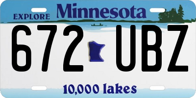 MN license plate 672UBZ