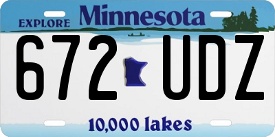 MN license plate 672UDZ