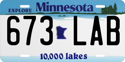 MN license plate 673LAB