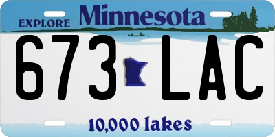 MN license plate 673LAC