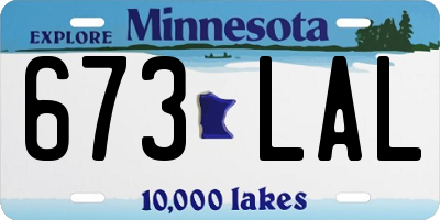 MN license plate 673LAL