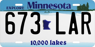 MN license plate 673LAR