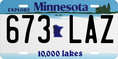 MN license plate 673LAZ