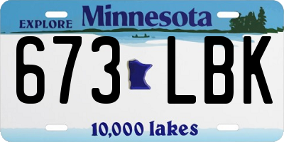 MN license plate 673LBK