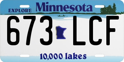 MN license plate 673LCF