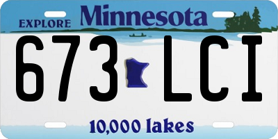 MN license plate 673LCI